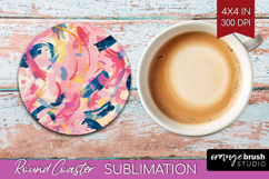 Brush Stroke Round Coaster - Abstract Coaster PNG Product Image 1