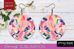 Brush Stroke Round Earrings - Abstract PNG Sublimation Product Image 1