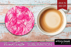 Brush Stroke Round Coaster - Abstract Coaster PNG Product Image 1