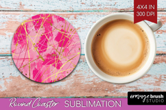 Brush Stroke Round Coaster - Abstract Coaster PNG Product Image 1