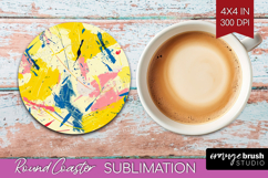 Brush Stroke Round Coaster - Abstract Coaster PNG Product Image 1