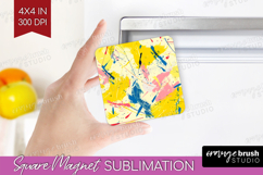 Brush Stroke Magnet Sublimation - Abstract Square Magnet PNG Product Image 1
