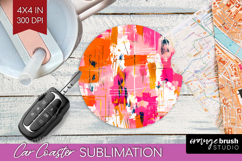 Brush Stroke Car Coaster - Abstract Coaster PNG Sublimation Product Image 1