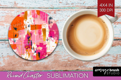 Brush Stroke Round Coaster - Abstract Coaster PNG Product Image 1