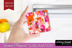 Brush Stroke Magnet Sublimation - Abstract Square Magnet PNG Product Image 1