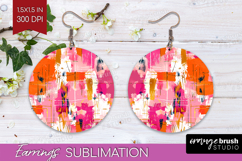 Brush Stroke Round Earrings - Abstract PNG Sublimation Product Image 1