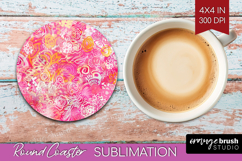 Brush Stroke Round Coaster - Abstract Coaster PNG Product Image 1