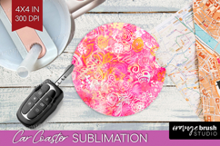Brush Stroke Car Coaster - Abstract Coaster PNG Sublimation Product Image 1