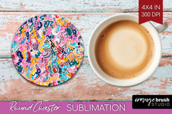 Brush Stroke Round Coaster - Abstract Coaster PNG Product Image 1