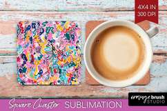 Brush Stroke Square Coaster - Abstract Coaster PNG Product Image 1