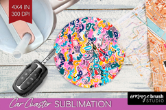 Brush Stroke Car Coaster - Abstract Coaster PNG Sublimation Product Image 1