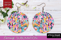 Brush Stroke Round Earrings - Abstract PNG Sublimation Product Image 1