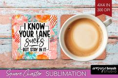Sarcastic Quote Square Coaster - Brush Stroke Coaster PNG Product Image 1