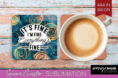 Sarcastic Quote Square Coaster - Brush Stroke Coaster PNG Product Image 1