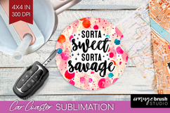 Sarcastic Quote Car Coaster - Brush Stroke Coaster PNG Product Image 1
