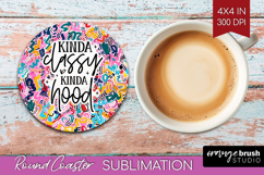 Sarcastic Quote Round Coaster - Brush Stroke Coaster PNG Product Image 1