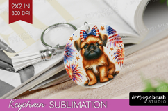 Brussels Griffon Dog Keychain PNG Patriotic Dog Keychain Product Image 1