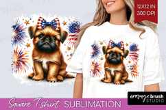 Brussels Griffon Dog Square Tshirt Background Patriotic Dog Product Image 1