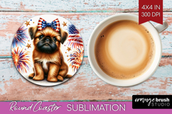 Brussels Griffon Dog Round Coaster Patriotic Dog Coaster PNG Product Image 1