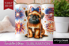Brussels Griffon Dog Tumbler Wrap Patriotic Dog Tumbler PNG Product Image 1