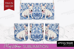 Bull Terrier Dog Mug Wrap Floral Dog Mug PNG Sublimation Product Image 1