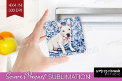 Bull Terrier Dog Magnet Sublimation Floral Dog Square Magnet Product Image 1
