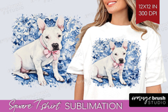 Bull Terrier Dog Square Tshirt Background Floral Dog PNG Product Image 1