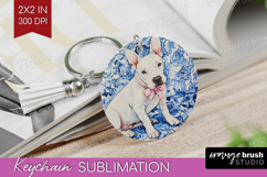 Bull Terrier Dog Keychain PNG Floral Dog Keychain Product Image 1