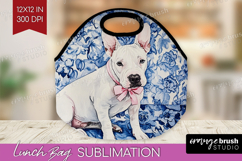 Bull Terrier Dog Lunch Bag Floral Dog Lunch Bug PNG Product Image 1