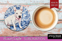 Bull Terrier Dog Round Coaster Floral Dog Coaster PNG Product Image 1