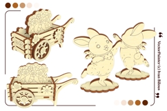Standing Bunny with Flower Cart - Laser Cut File, SVG Easter Product Image 3