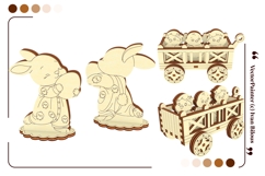 Easter Baby Bunny with Chicks and Eggs - SVG Laser Cut File Product Image 3