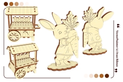 Easter Bunny with Carrot Cart - Laser Cut File, SVG Decor Product Image 3