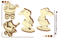 Baby Bunny with Stroller - Easter Laser Cut Project, SVG Product Image 2