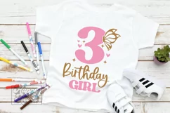 3rd Birthday Girl SVG - Three Butterfly Birthday Shirt PNG Product Image 4