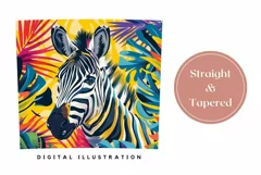 Zebra Tumbler Wrap Design, Tropical Leaves Tumbler PNG Product Image 3
