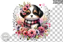 Dog With Flowers Sublimation - Clipart PNG Design Product Image 1