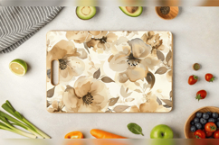 Beige Watercolor Flowers Cutting Boards sublimation Designs Product Image 3