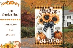 Welcome Garden Flag Print, Pumpkins Garden Flag Sublimation Product Image 1