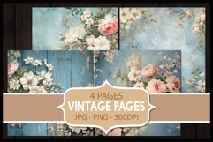 4 Vintage Floral Digital Papers I Junk Journal Pages Product Image 1