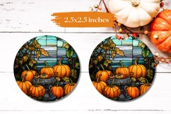 Stained Glass Car Coaster Sublimation, Fall Pumpkins Coaster Product Image 3