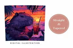 Funny Capybara Tumbler Wrap, Sunset Tumbler Sublimation Product Image 3