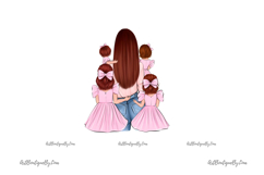 Mother daughters clipart, mom 4 girls clipart, mom clipart Product Image 2