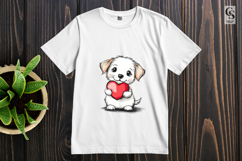 Cute Puppies Holding Heart Clipart Sublimation PNG Product Image 2