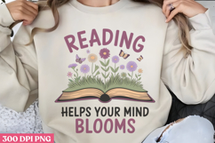Reading Helps Your PNG, Book Reader Sublimation PNG Product Image 1