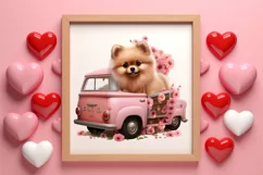 Cute Valentine Pomeranian Puppy, Valentines Clipart Product Image 3