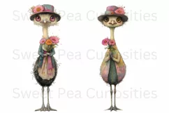 Birds, Ostrich, Ephemera, PNG, watercolor, Clipart Product Image 3