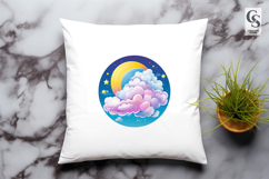 Cute Moon Rainbow Cloud Clipart Sublimation PNG Product Image 3