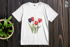 Red White Blue Tulip Watercolor Floral Clipart PNG Product Image 3