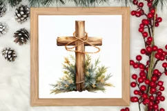 Christmas Cross Watercolor Clipart, Jesus Christ Clipart Product Image 3